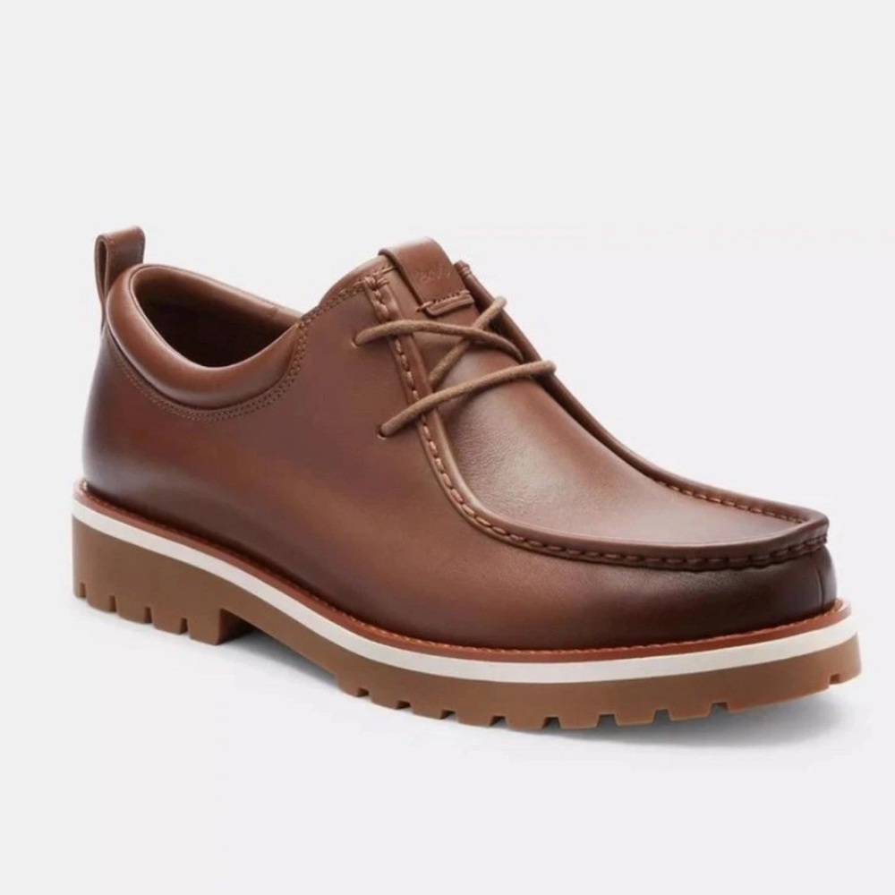 COACH Mens DARK SADDLE Brown Banks Leather Lug Oxford‎ Boots US Size 7